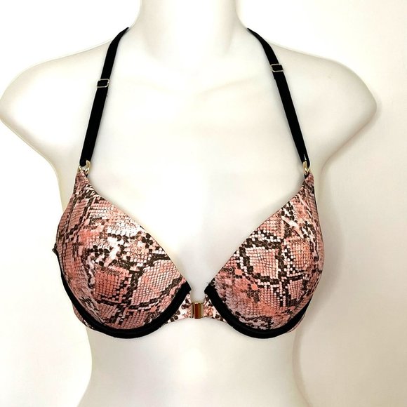 NWOT VICTORIA’S SECRET PINK SNAKE PRINT VERY SEXY PUSH UP BRA CAGE BACK SIZE 34B - Picture 3 of 13